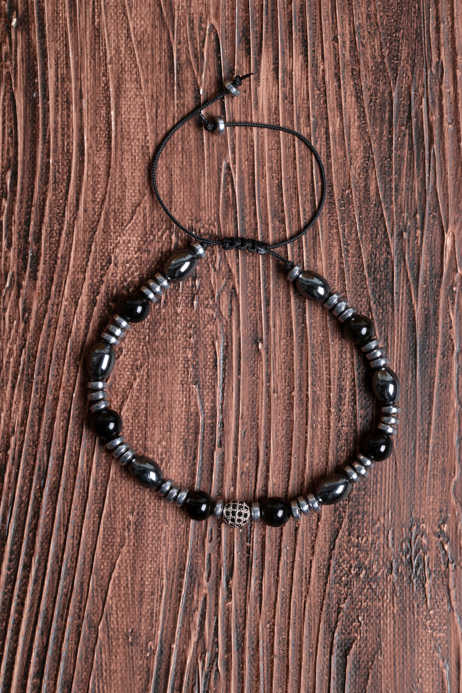 Orijinal Sertifikalı Hematit Obsidyen (6 mm) Doğal Taş Makrome Bileklik