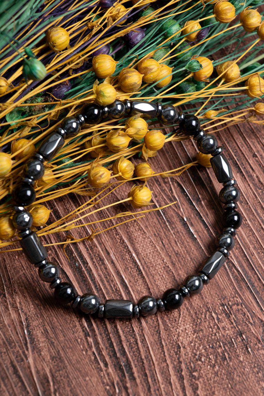 Orijinal Sertifikalı Hematit Mıknatıslı Obsidyen (6 mm) Doğal Taş Bileklik