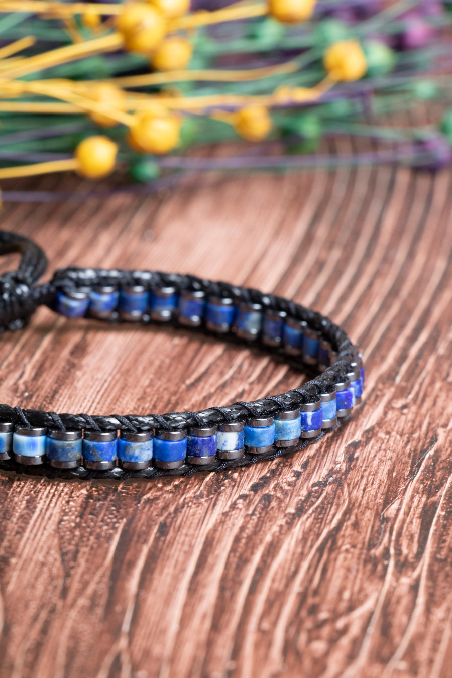 Sertifikalı Lapis Lazuli - Hematit Doğal Taş Erkek Bileklik