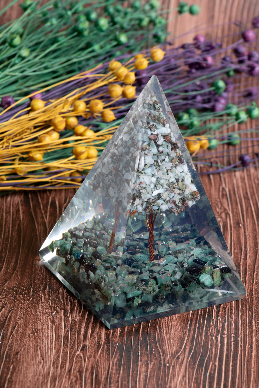 Sertifikalı Larimar - Zümrüt Doğal Taş Bütünsel Enerji Piramidi S.K: 0030