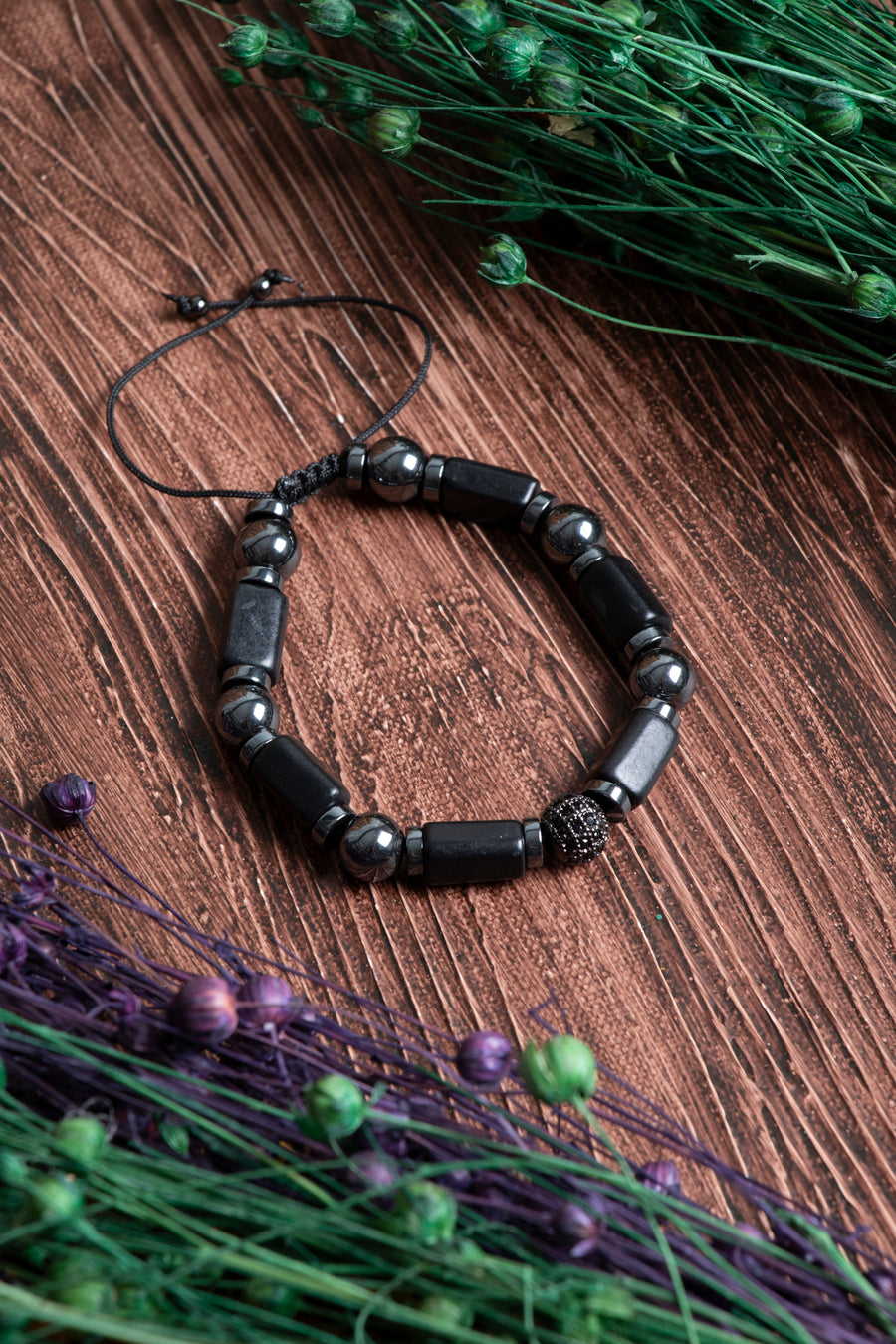 Sertifikalı Shungite Hematit Doğal Taş Makrome Bileklik