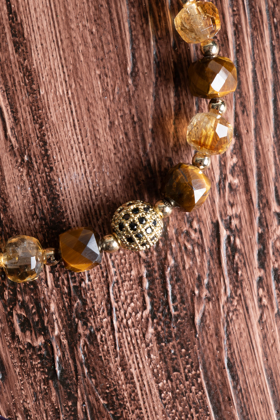 Sertifikalı Kaplan Gözü Sitrin Hematit Doğal Taş Bileklik