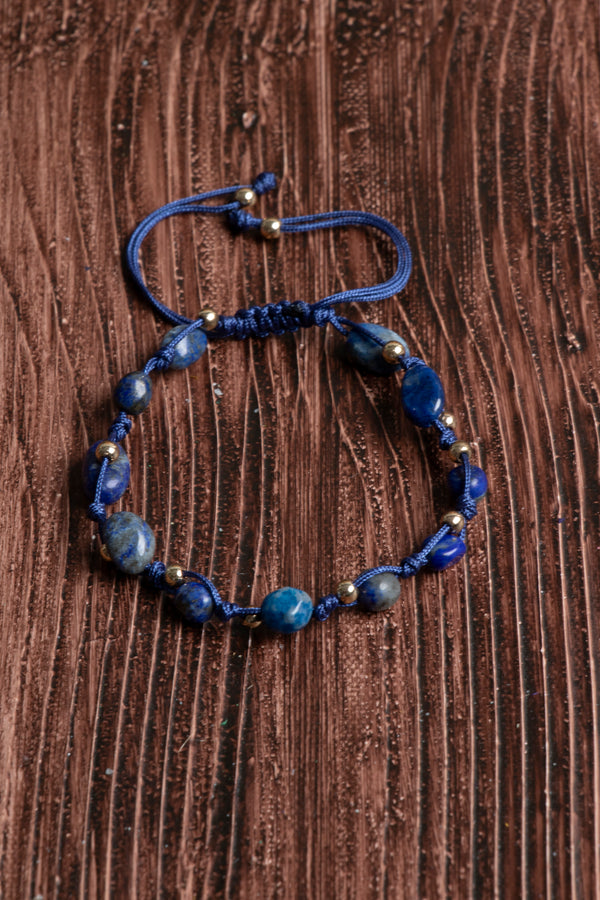 Orijinal Sertifikalı Lapis Lazuli Doğal Taş Makrome Bileklik