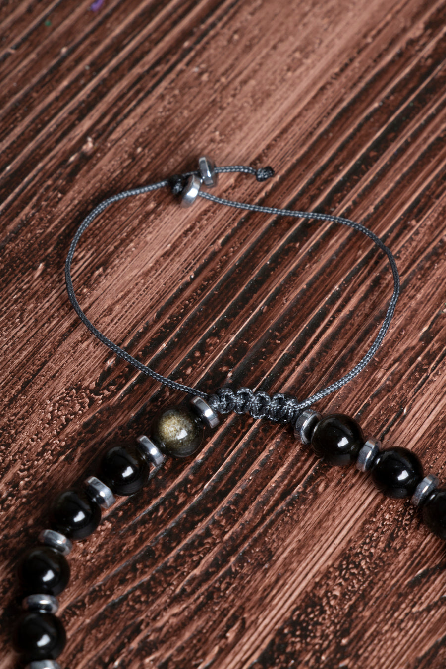 Orijinal Sertifikalı Obsidyen (6 mm) Hematit Doğal Taş Zirkon Aparat Makrome Bileklik