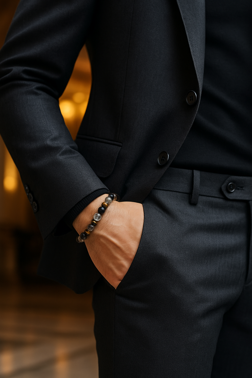 Image of Orijinal Sertifikalı Rutilli Kuvars (10 mm) Kaplan Gözü Doğal Taş Bileklik