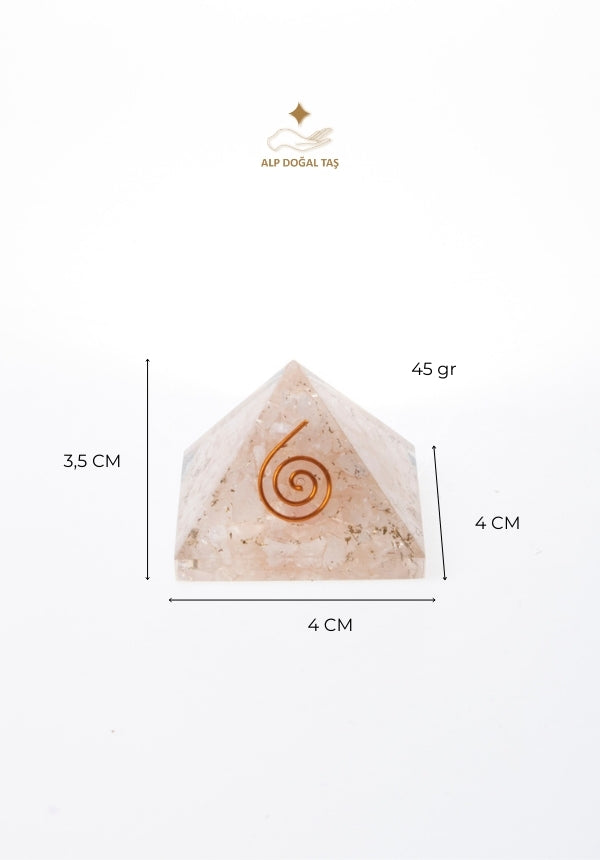 Image of Sertifikalı Pembe Kuvars Doğal Taş Aşk Piramidi S.K: 0010