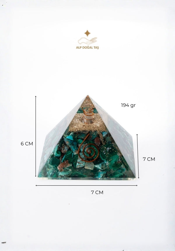 Image of Sertifikalı Malahit Doğal Taş Dönüşüm Piramidi S.K: 0013