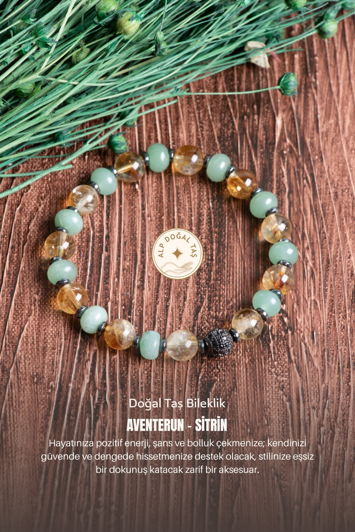 Image of Sertifikalı Aventurin Sitrin Doğal Taş Bileklik