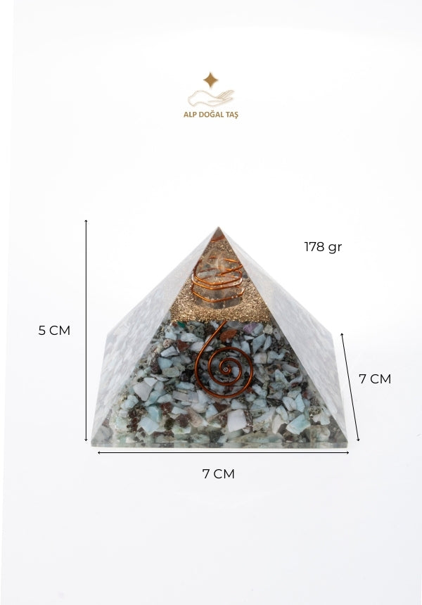 Sertifikalı Larimar Doğal Taş İletişim Piramidi S.K: 0019