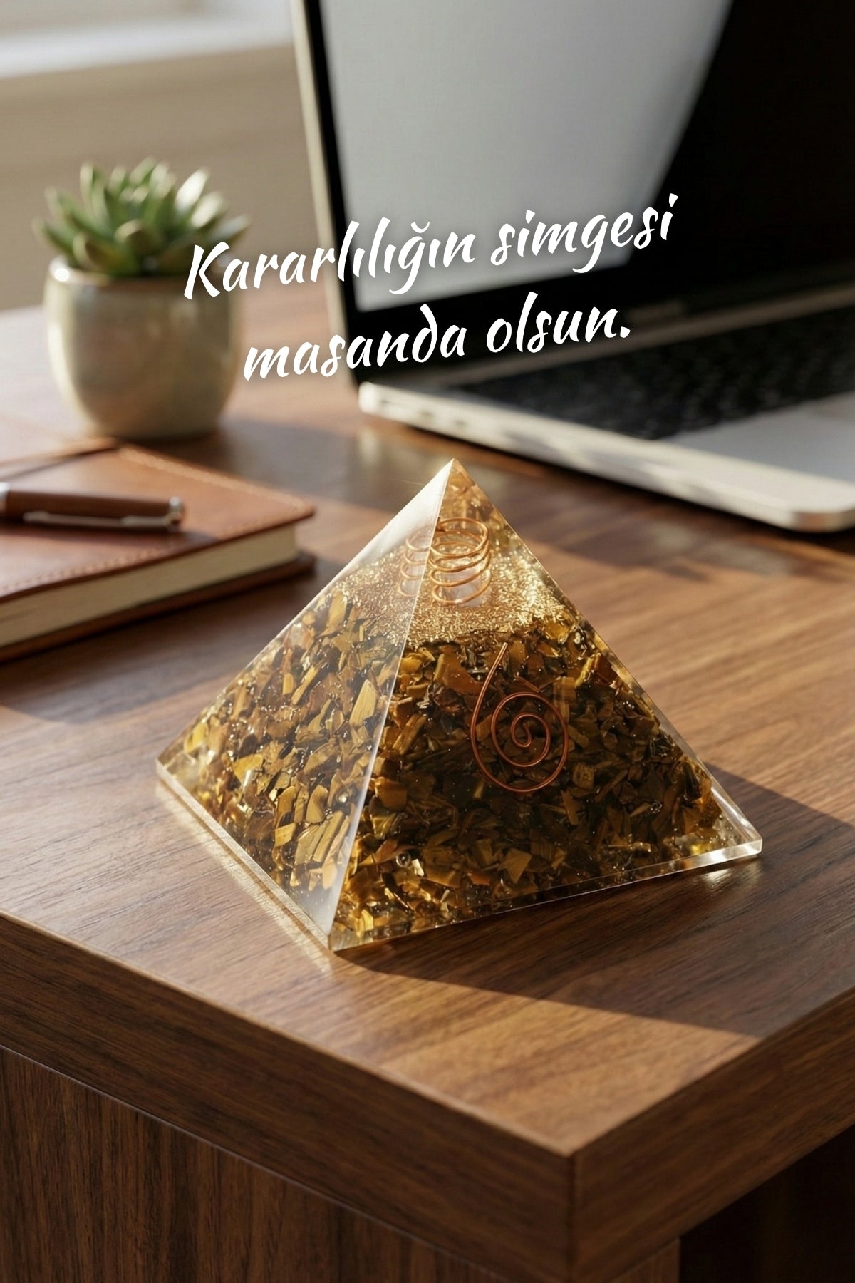 Image of Sertifikalı Kaplan Gözü Doğal Taş Özgüven Piramidi S.K: 0004