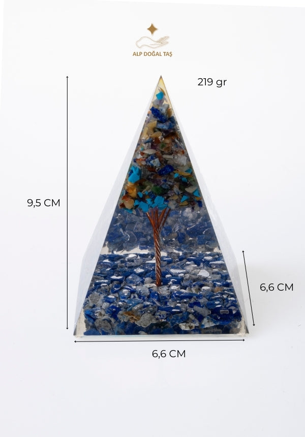Sertifikalı Lapis Lazuli Doğal Taş Ağaçlı Piramit S.K: 0028