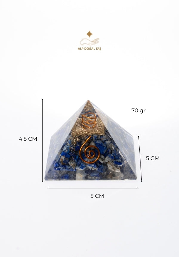 Sertifikalı Lapis Lazuli Doğal Taş Piramit - Bilgelik Piramidi S.K: 0002