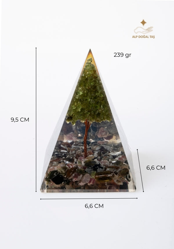 Image of Sertifikalı Turmalin Zebercet Doğal Taş Huzur Piramidi S.K: 0031
