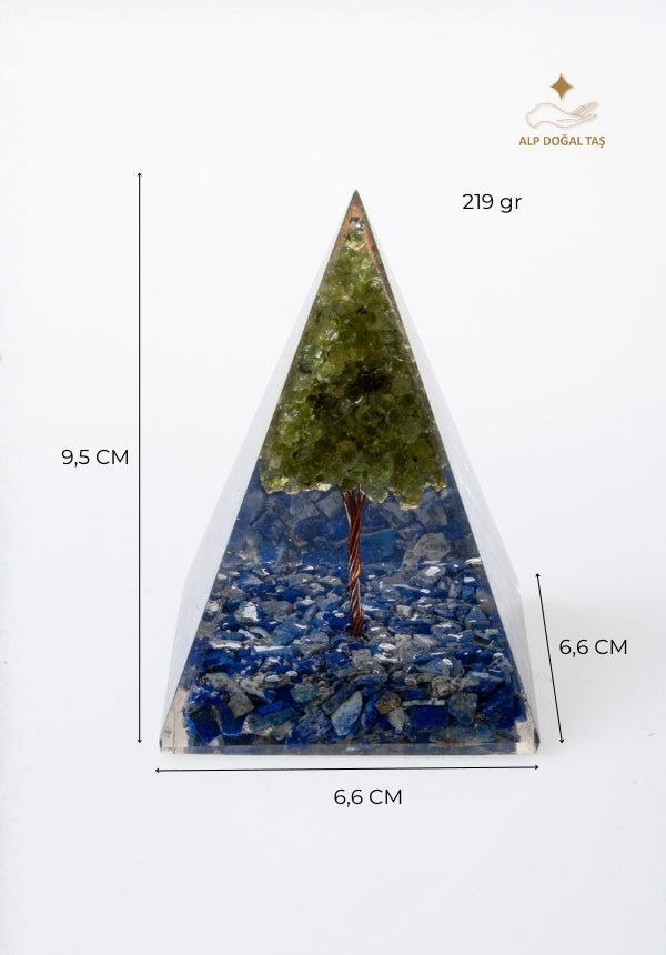 Sertifikalı Lapis Lazuli & Zebercet Ağaçlı Piramit - Hikmet Piramidi S.K:0037