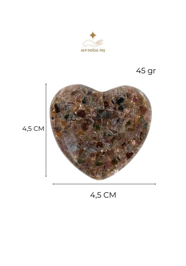 Sertifikalı Turmalin Doğal Taş Kalp S.K: 0048