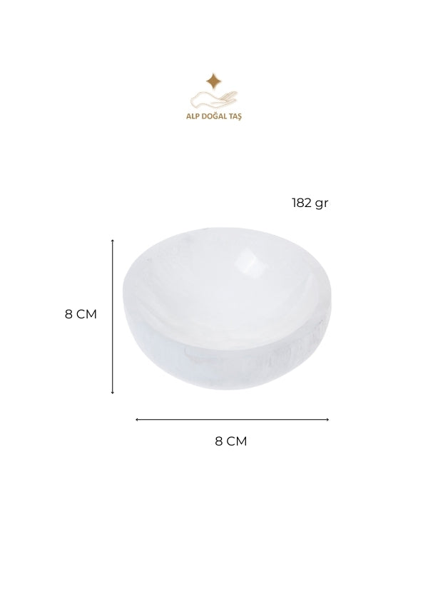 Image of Sertifikalı Yuvarlak Selenit Doğal Taş Enerji Temizleme Tabağı S.K: 0055