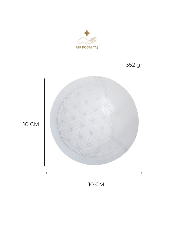 Image of Sertifikalı Selenit Doğal Taş Desenli Enerji Temizleme Tabağı S.K: 0061