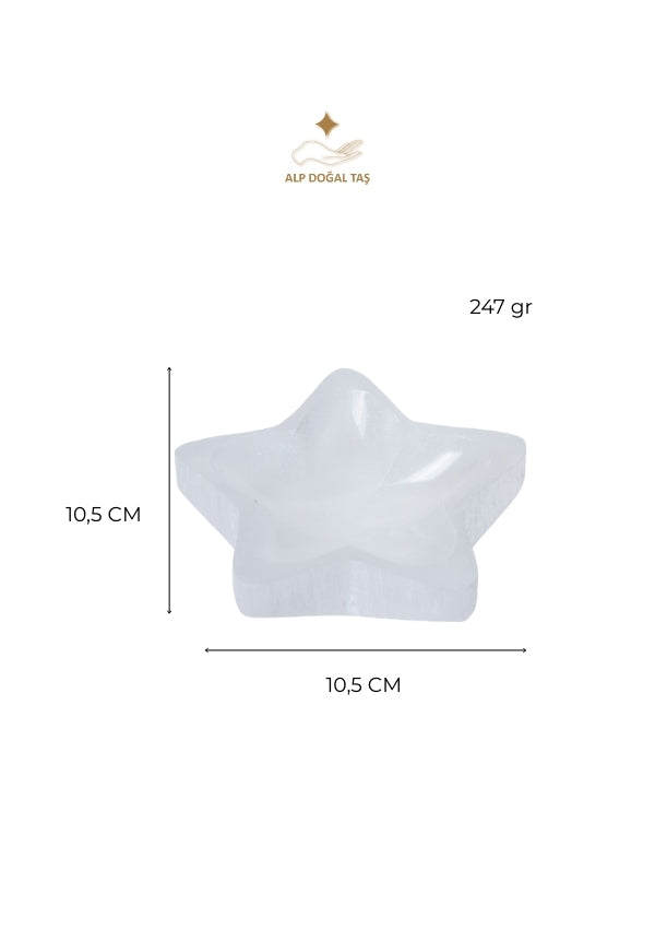 Image of Sertifikalı Selenit Doğal Taş Dilek Yıldızı Tabak S.K: 0067