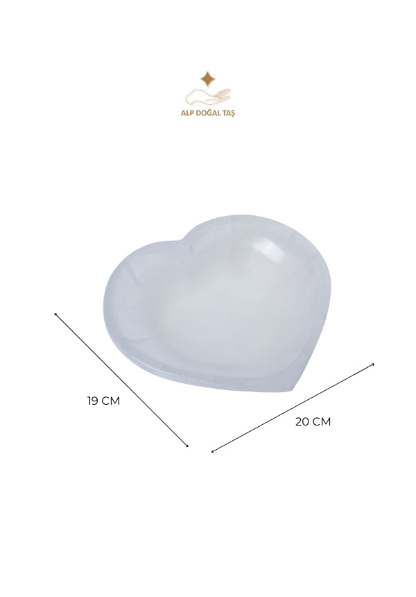 Image of Sertifikalı Selenit Doğal Taş Şefkat Havuzu Kalp Tabak S.K: 0069