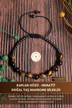 Image of Orijinal Sertifikalı Kaplan Gözü (6 mm) Hematit (4 mm)