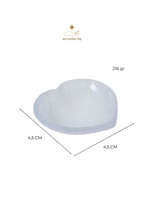 Sertifikalı Selenit Kalp Tabak no.2  (Benlik Kalbi) S.K: 0071