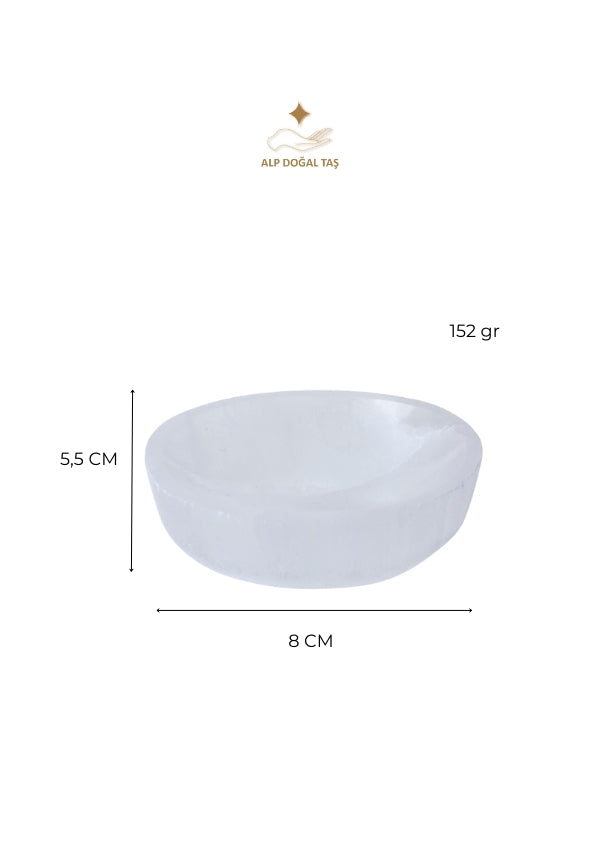 Seryifikalı Doğal Taş Selenit Kolye - Bileklik Tabağı (Elips Selenit Tabak no.2) S.K: 0075
