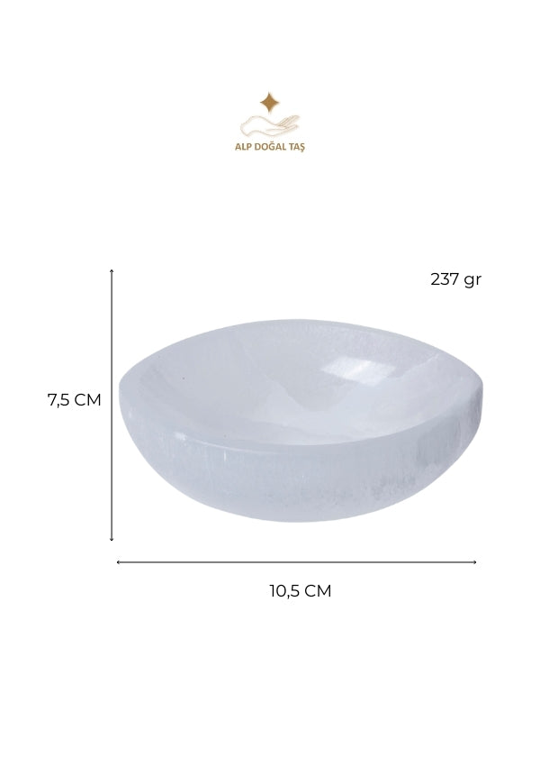 Image of Sertifikalı Selenit Doğal Taş Kolye - Bileklik Enerji Banyosu (Elips Selenit Tabak no.4) S.K: 0077