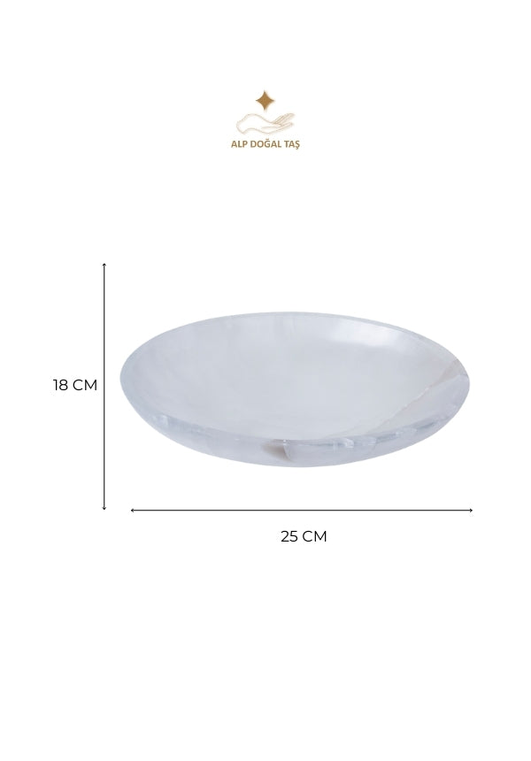 Image of Sertifikalı Selenit Doğal Taş Kolye - Bileklik Enerji İstasyonu (Selenit Elips Tabak no.7) S.K: 0085