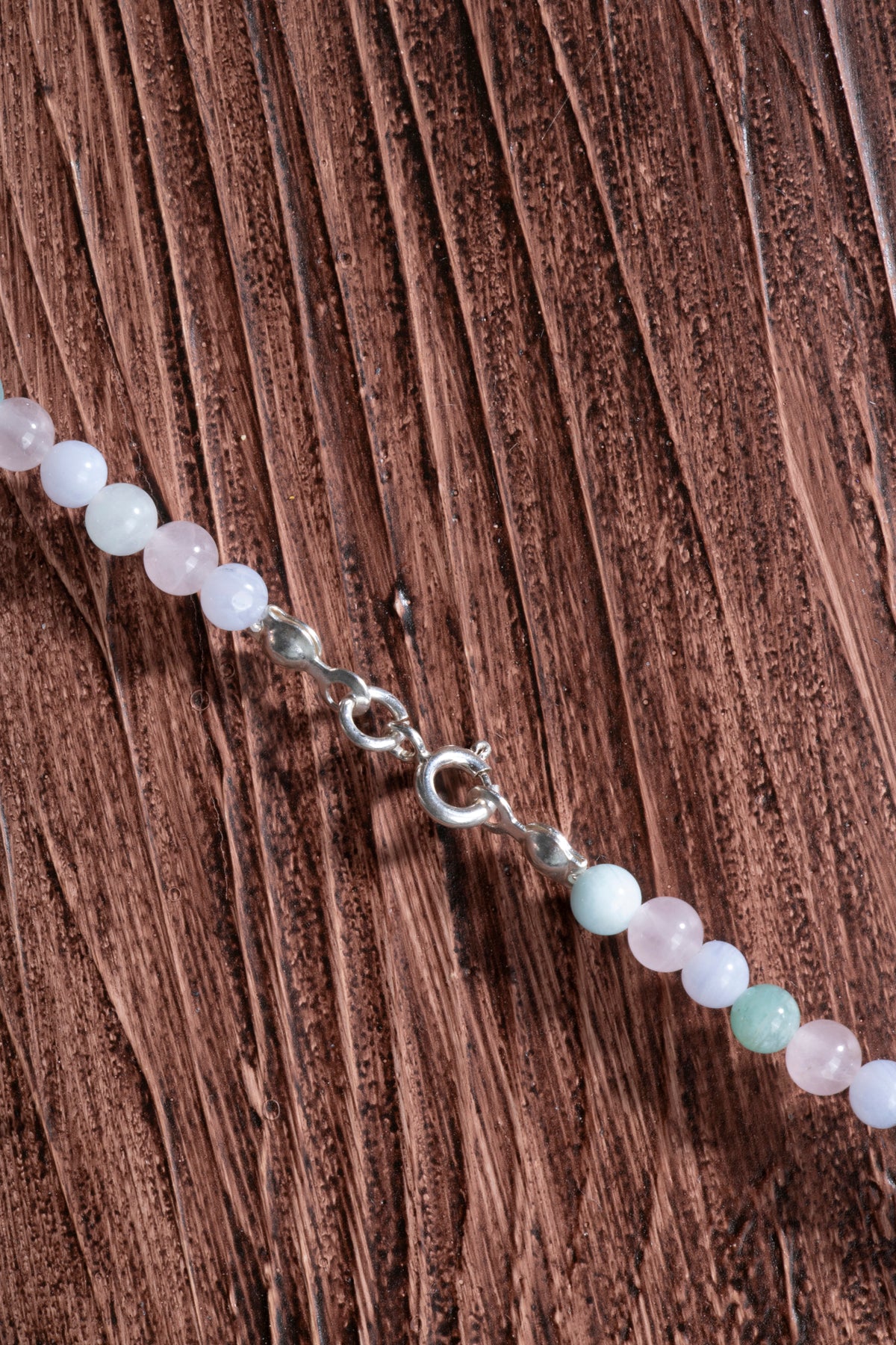 Image of Sertifikalı Pembe Kuvars Akuamarin Amazonit Doğal Taş Kolye Bileklik Set