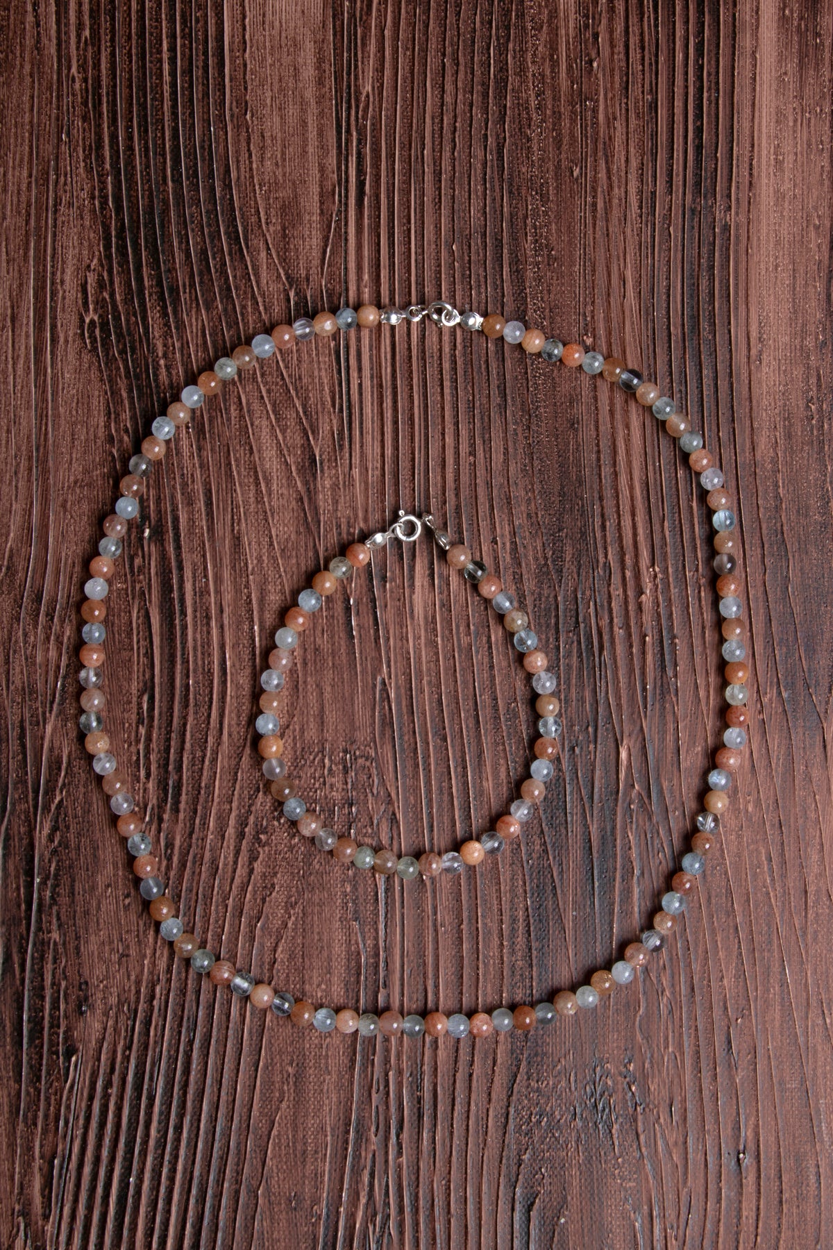 Image of Sertifikalı Güneş Taşı Akuamarin Doğal Taş Kolye Bileklik Seti