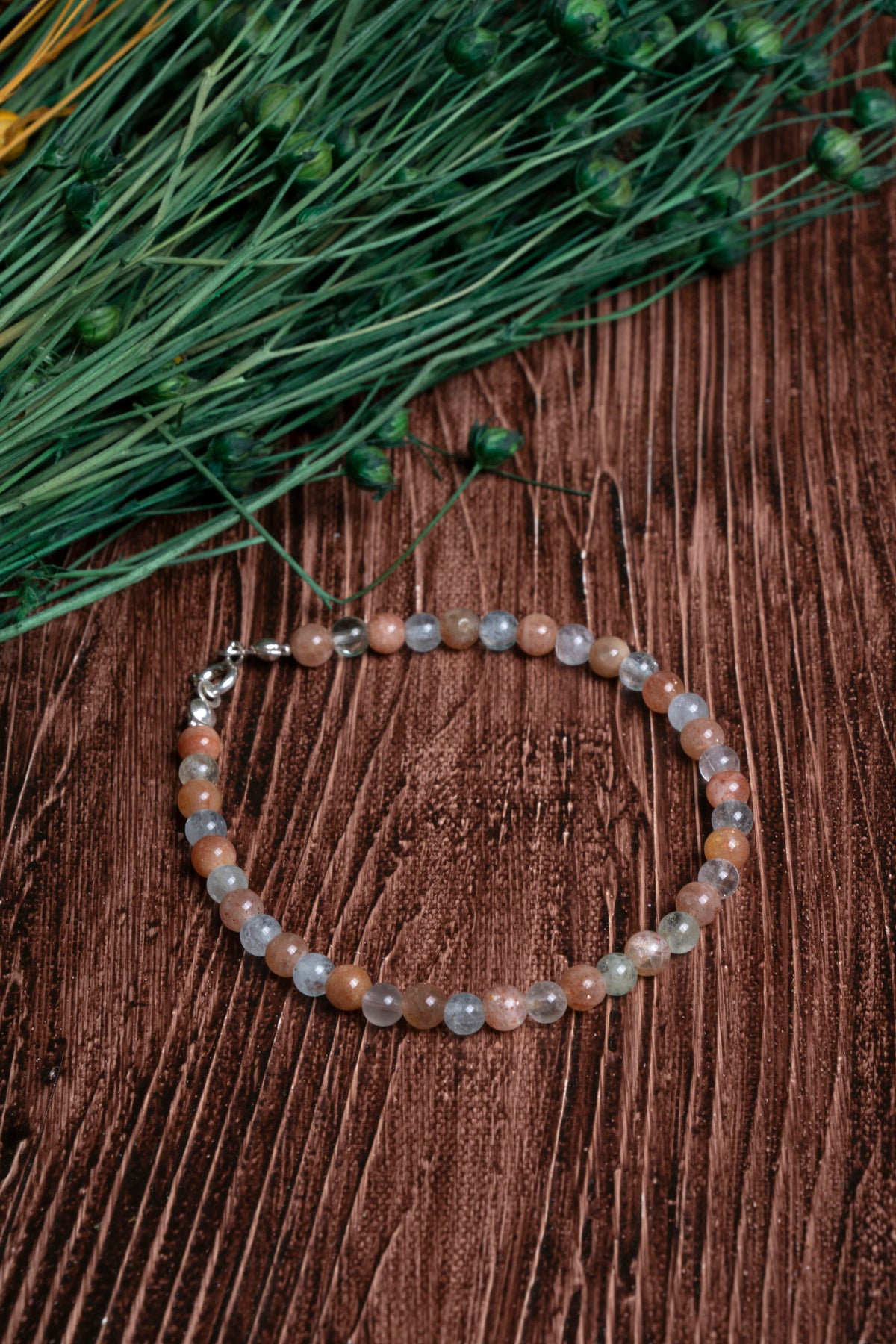 Image of Sertifikalı Güneş Taşı Akuamarin Doğal Taş Bileklik