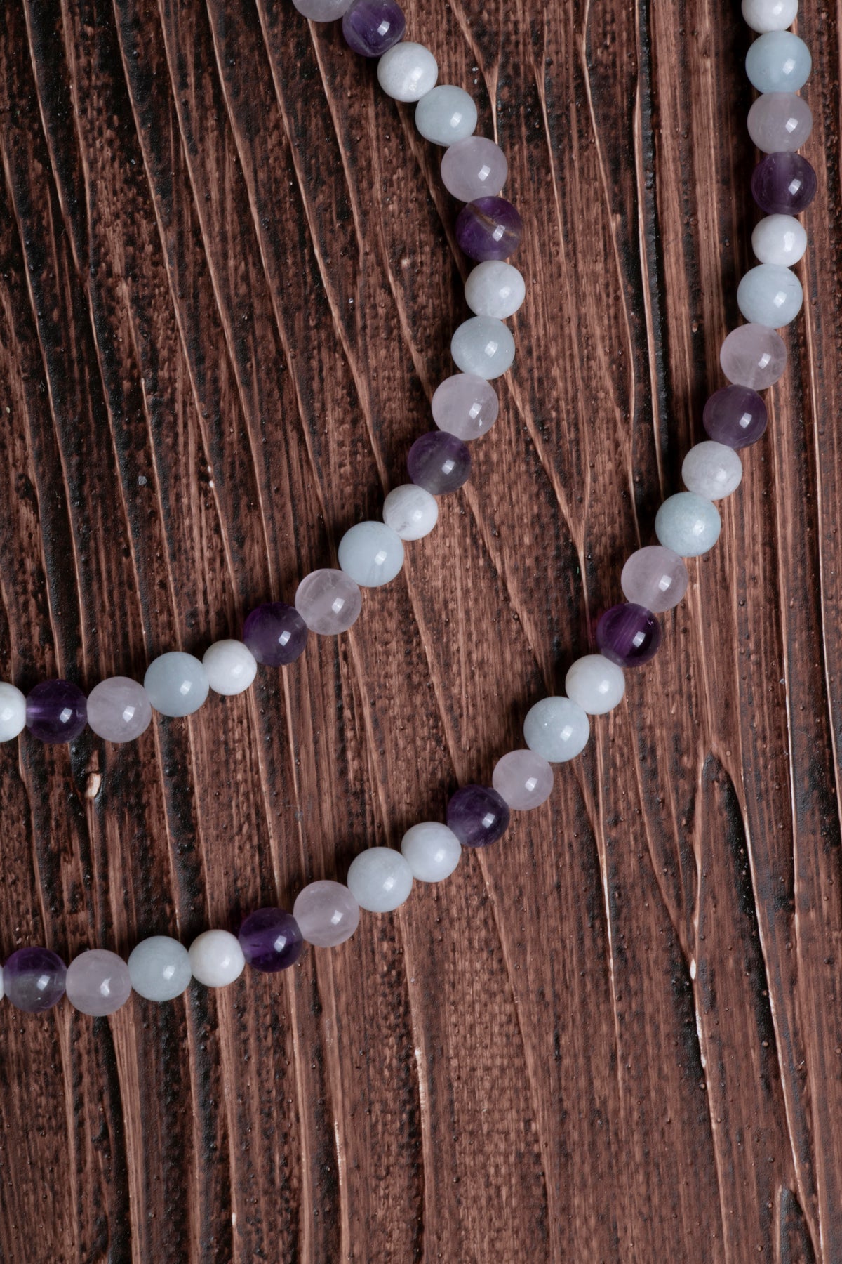 Image of Sertifikalı Ametist Ay Taşı Akuamarin Pembe Kuvars Kolye Bileklik Seti