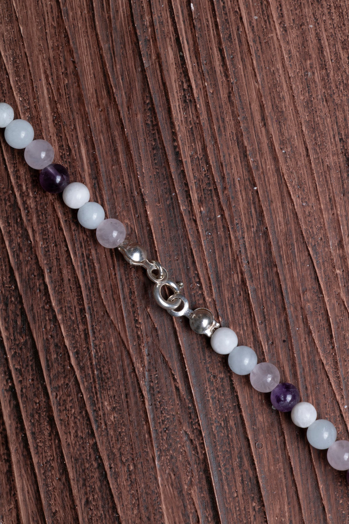 Image of Sertifikalı Ametist Ay Taşı Akuamarin Pembe Kuvars Kolye Bileklik Seti