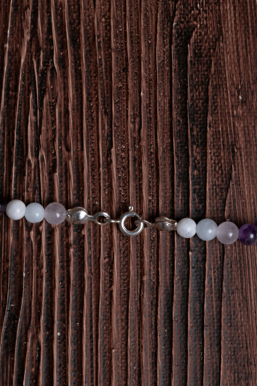 Sertifikalı Ametist Ay Taşı Akuamarin Pembe Kuvars Doğal Taş Kolye