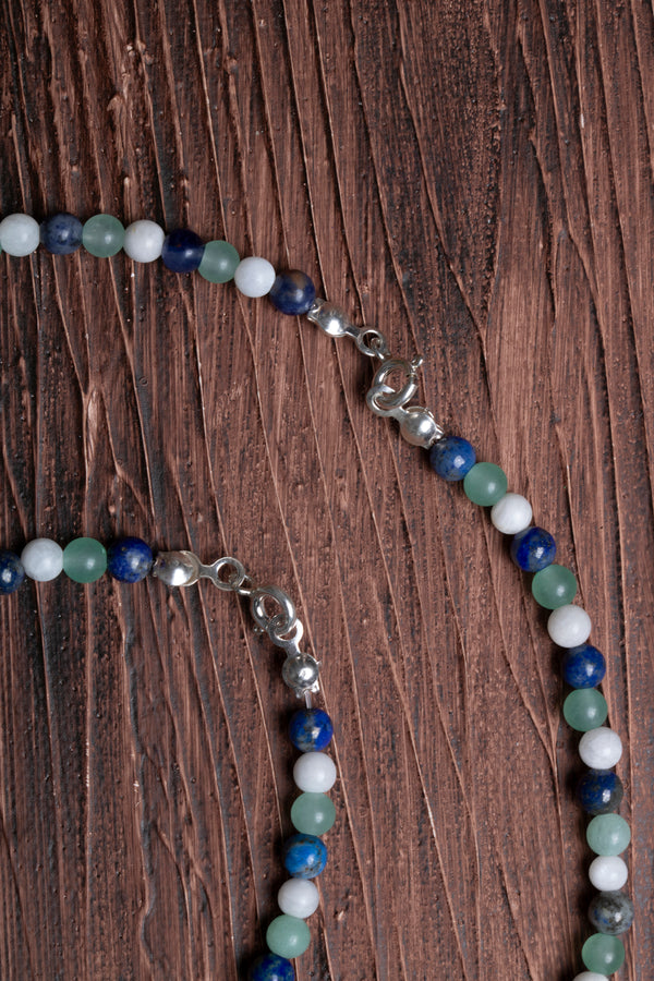 Sertifikalı Lapis Lazuli Ay Taşı Aventurin Kolye Bileklik Set