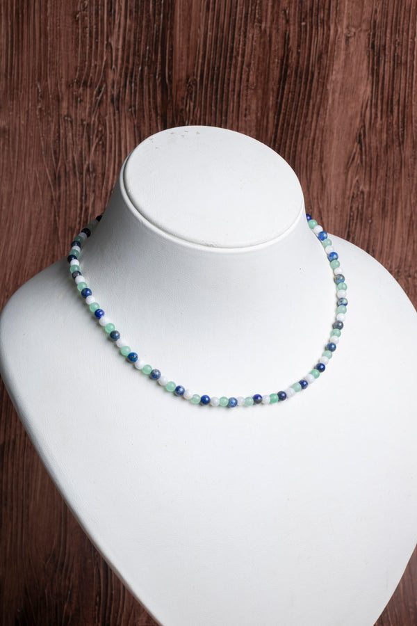 Sertifikalı Lapis Lazuli Ay Taşı Aventurin Doğal Taş Kolye