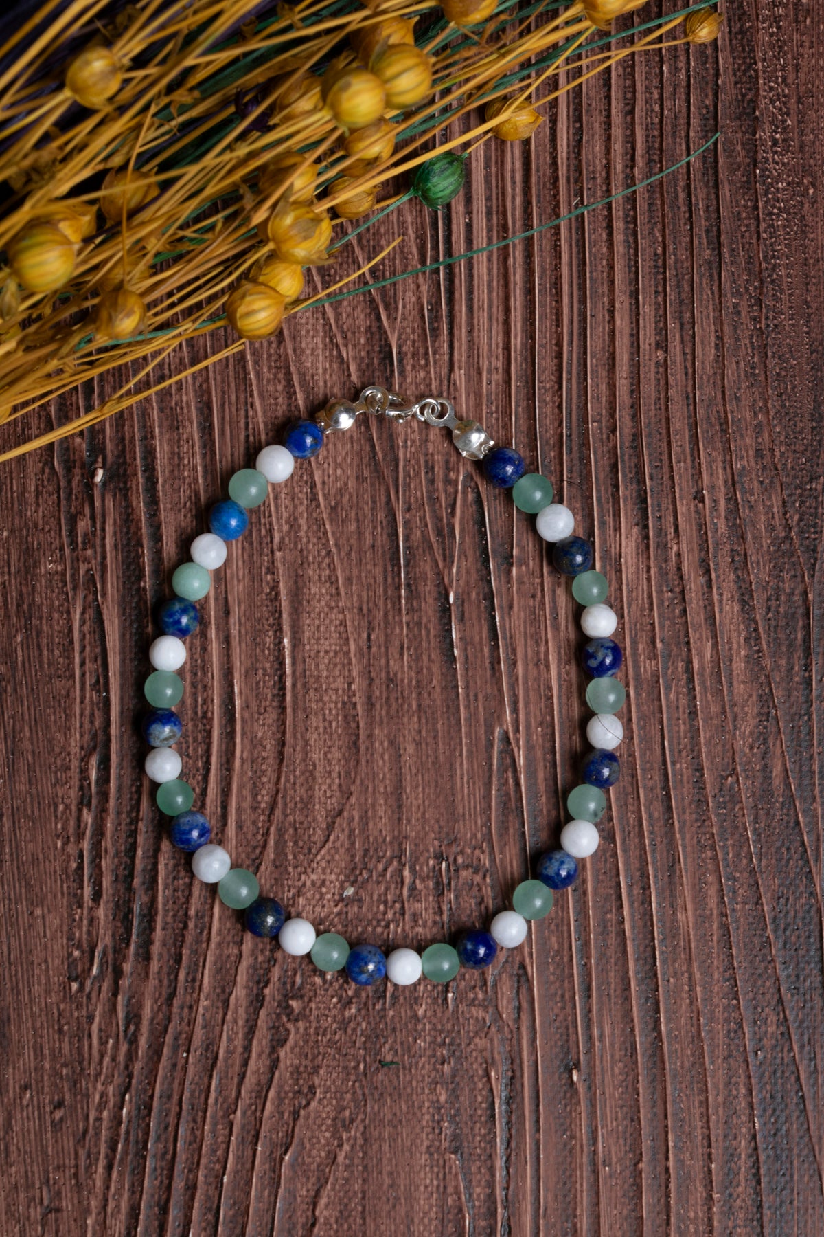 Image of Sertifikalı Lapis Lazuli Ay Taşı Aventurin Doğal Taş Bileklik