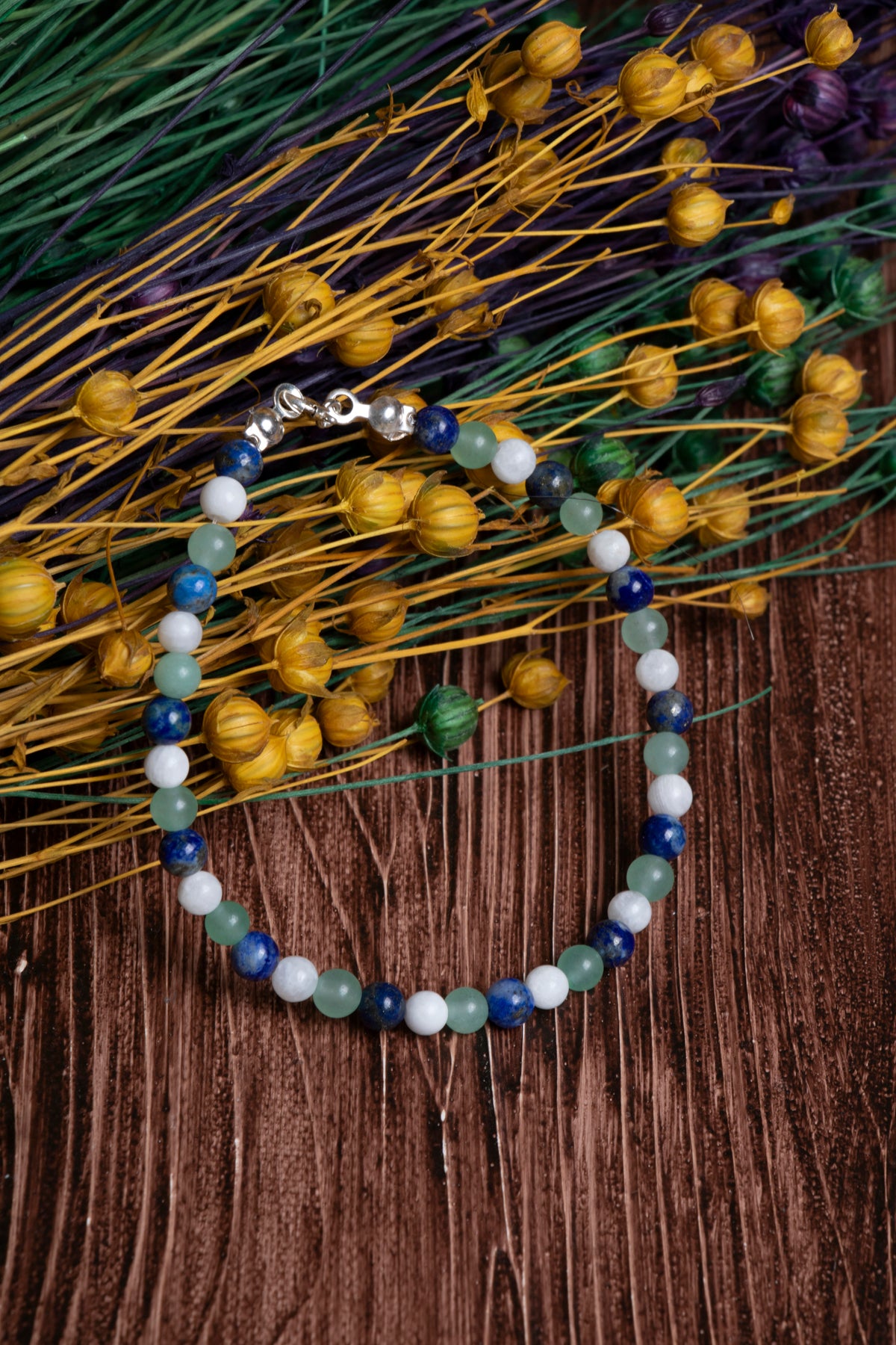 Image of Sertifikalı Lapis Lazuli Ay Taşı Aventurin Doğal Taş Bileklik