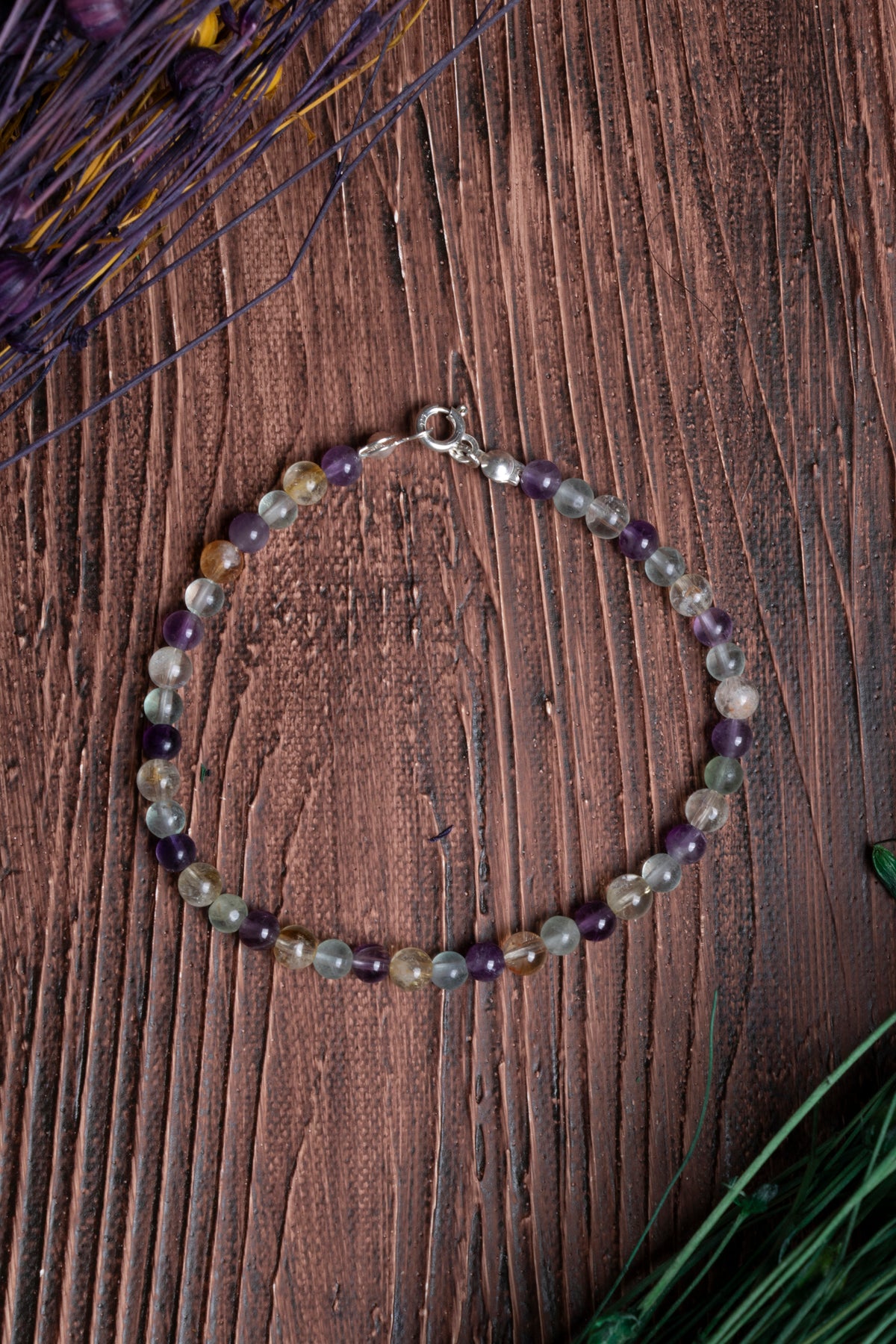 Image of Sertifikalı Florit Ametist Sitrin Doğal Taş Bileklik