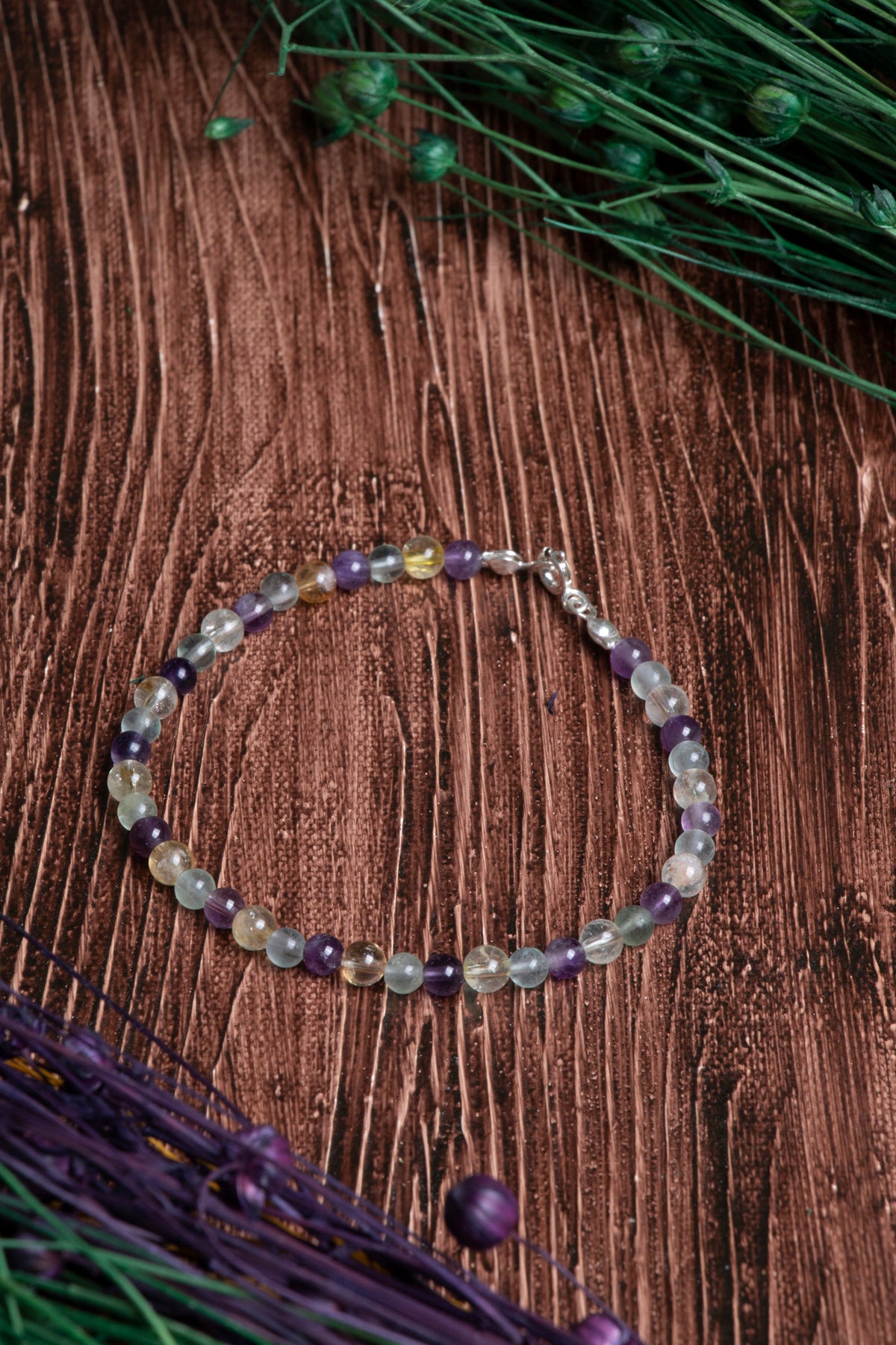 Image of Sertifikalı Florit Ametist Sitrin Doğal Taş Bileklik