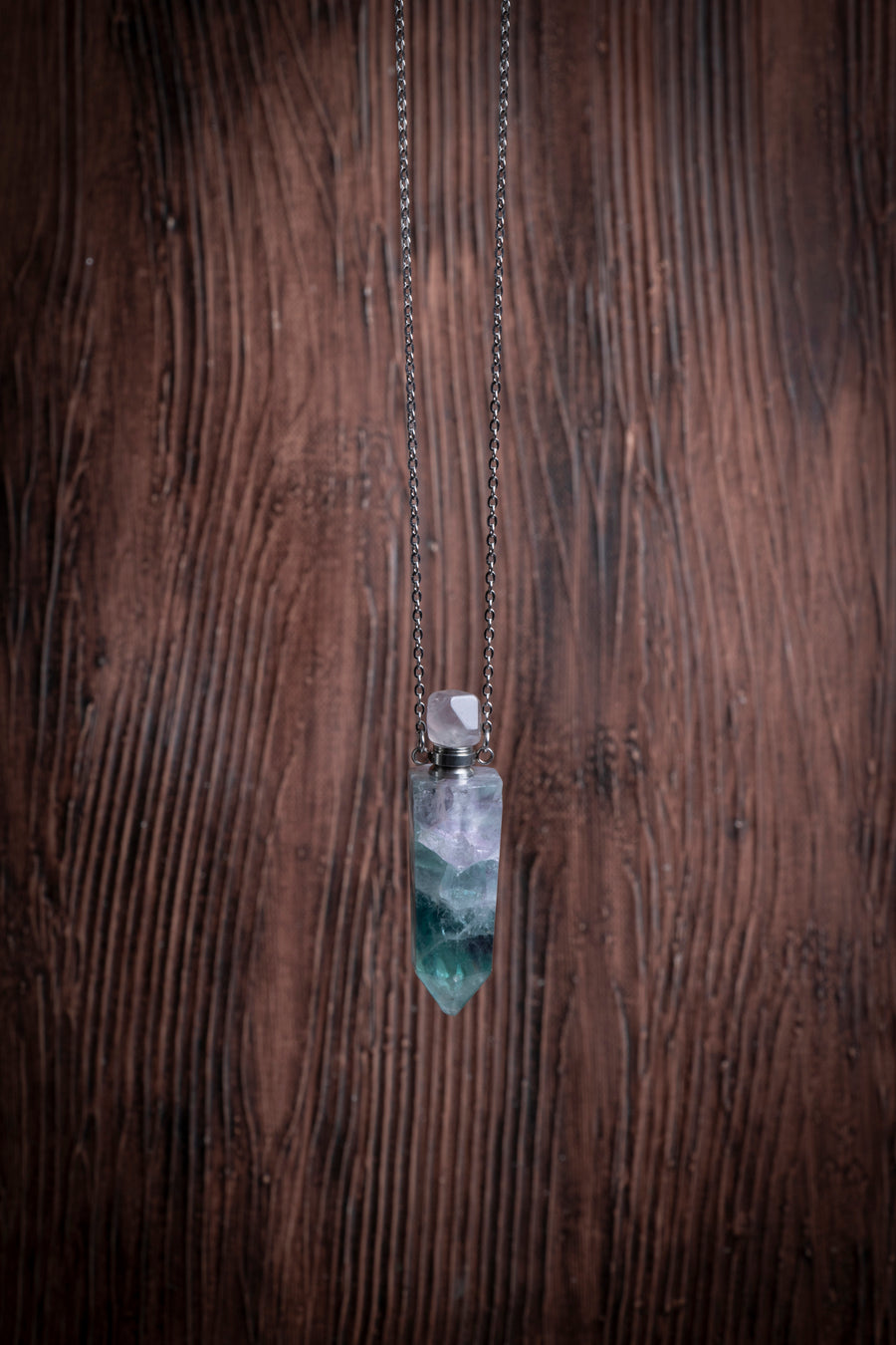 Sertifikalı Florit Doğal Taş Esans Şişesi / Kolye
