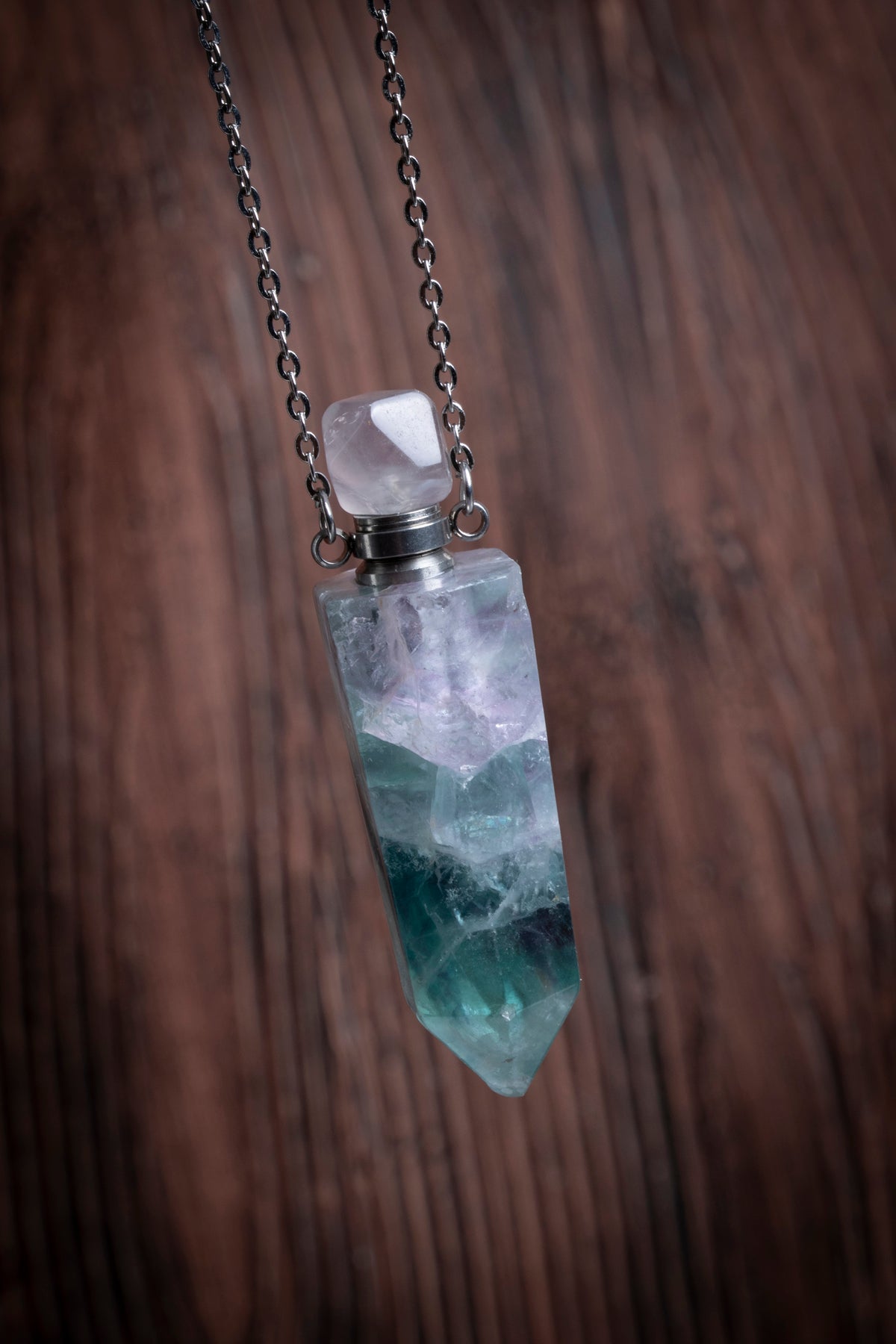 Image of Sertifikalı Florit Doğal Taş Esans Şişesi / Kolye