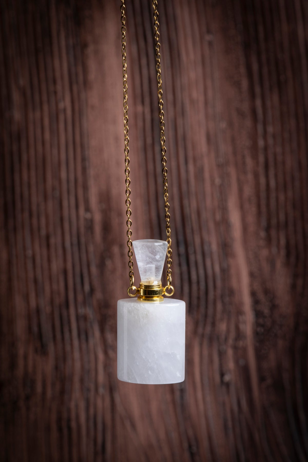 Image of Sertifikalı Kristal Kuvars Doğal Taş Esans Şişesi / Kolye