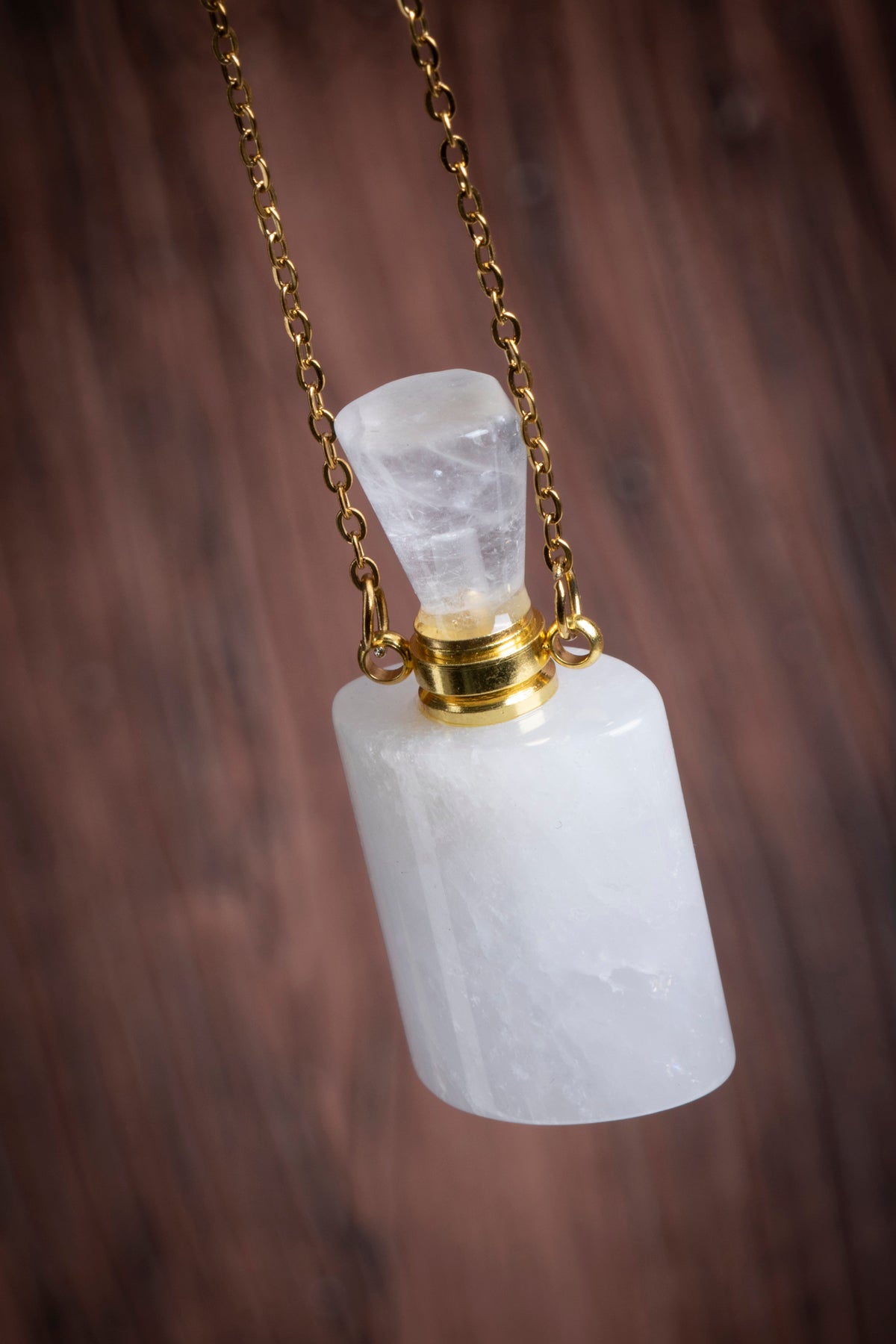 Image of Sertifikalı Kristal Kuvars Doğal Taş Esans Şişesi / Kolye