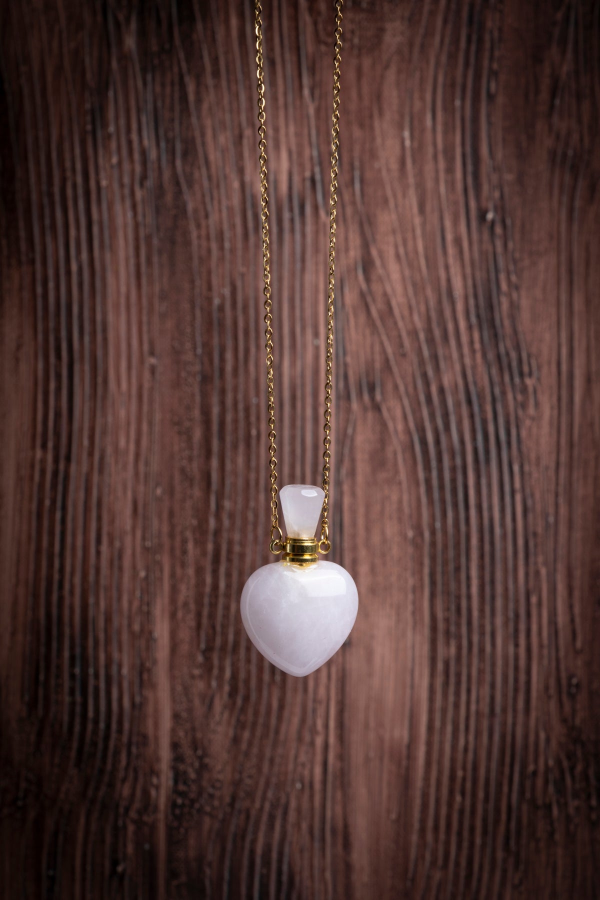 Image of Sertifikalı Pembe Kuvars Doğal Taş Esans Şişesi / Kolye