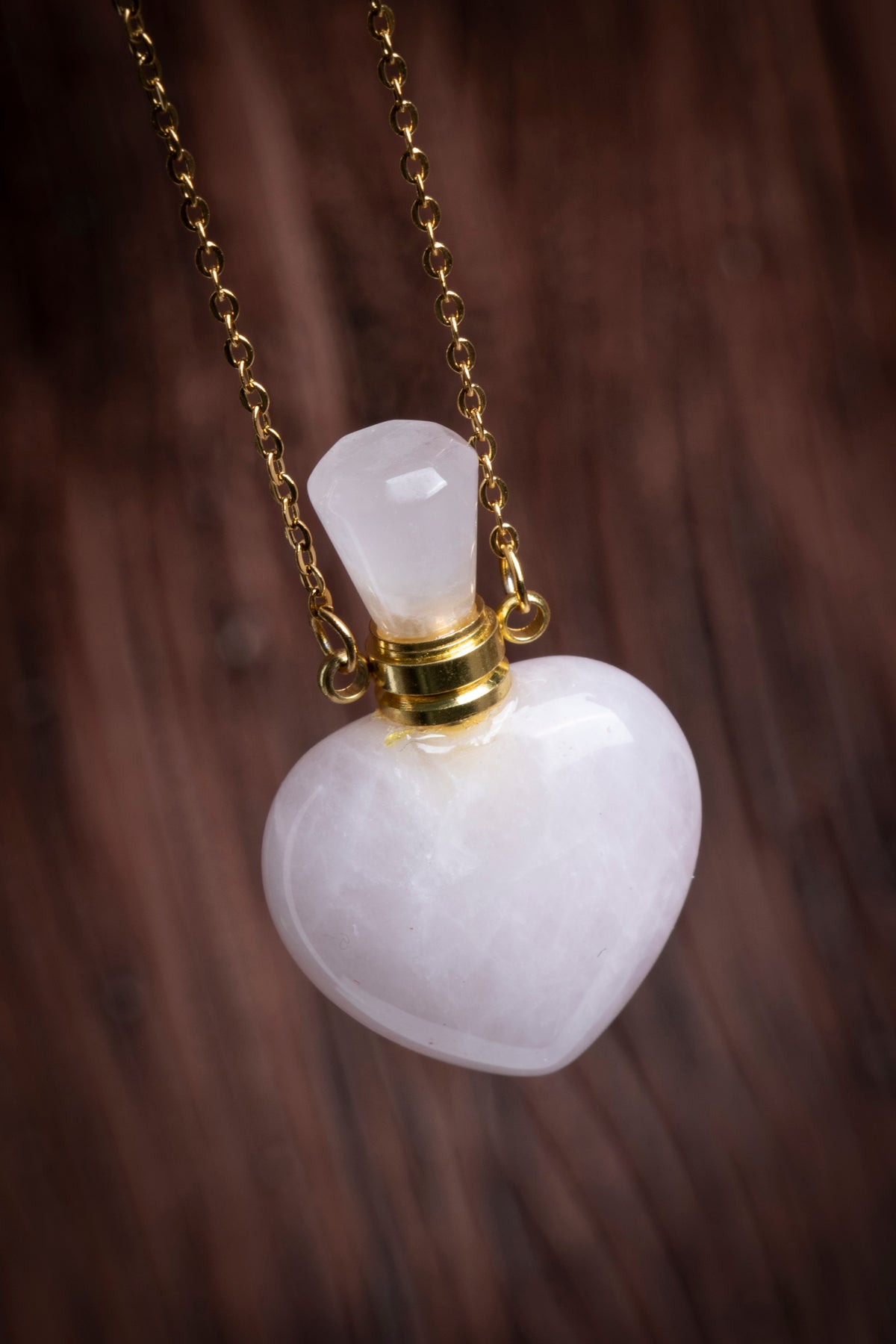 Image of Sertifikalı Pembe Kuvars Doğal Taş Esans Şişesi / Kolye