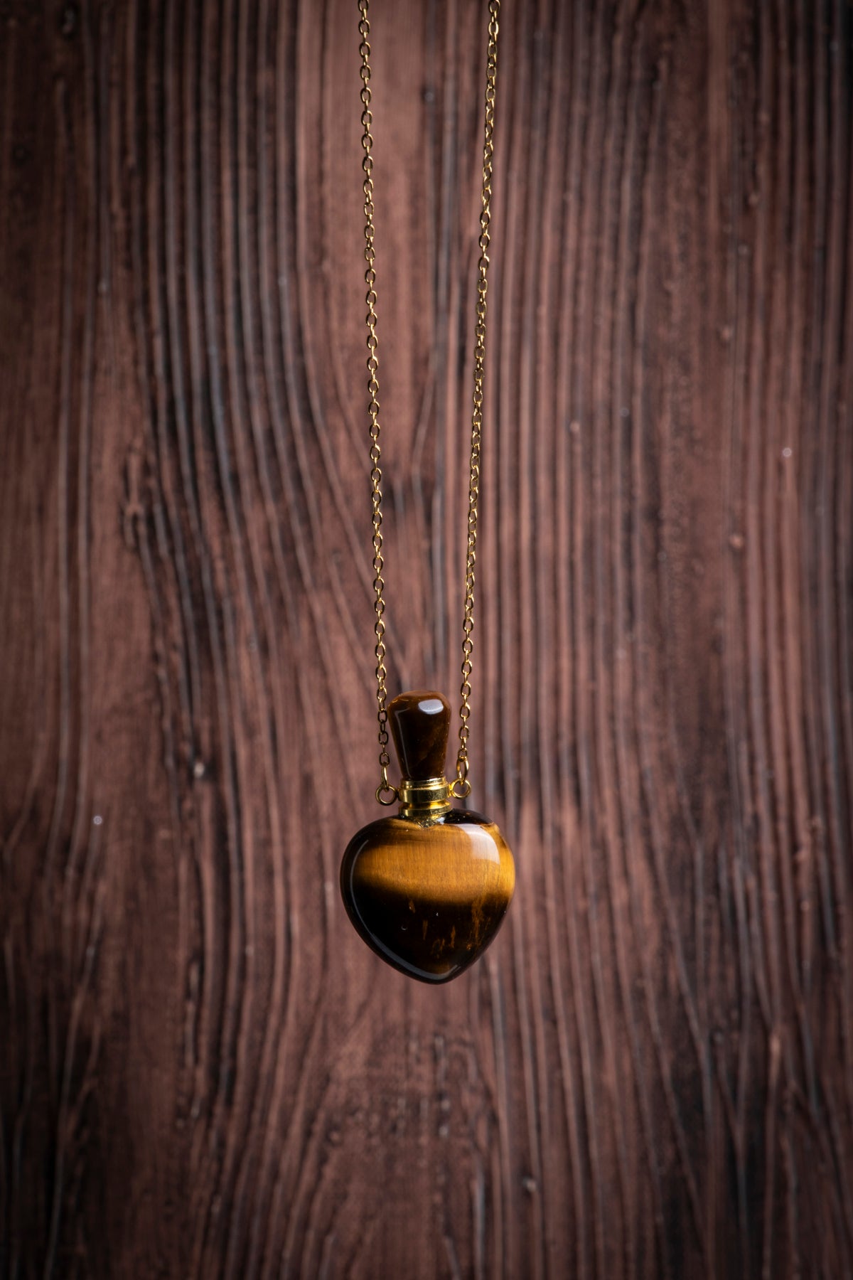 Image of Sertifikalı Kaplan Gözü Doğal Taş Esans Şişesi / Kolye