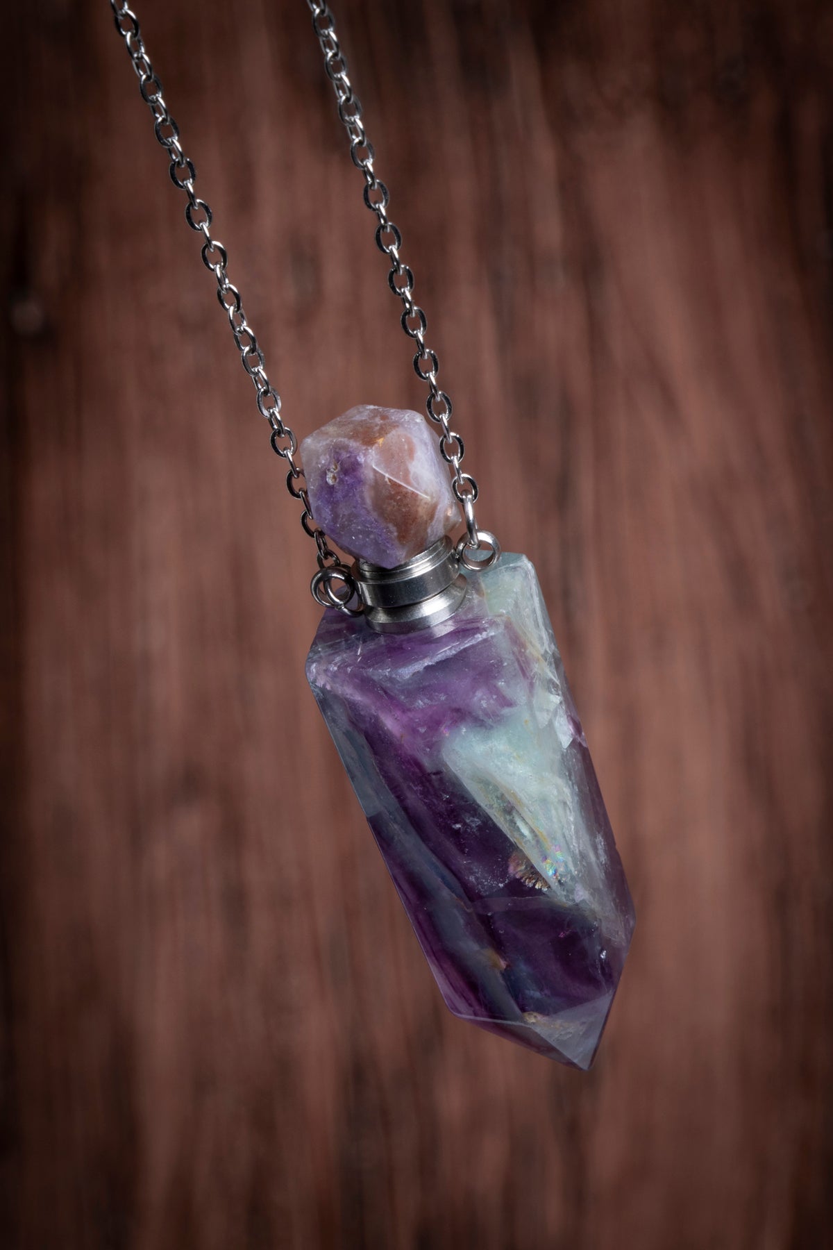 Image of Sertifikalı Florit Doğal Taş Esans Şişesi / Kolye