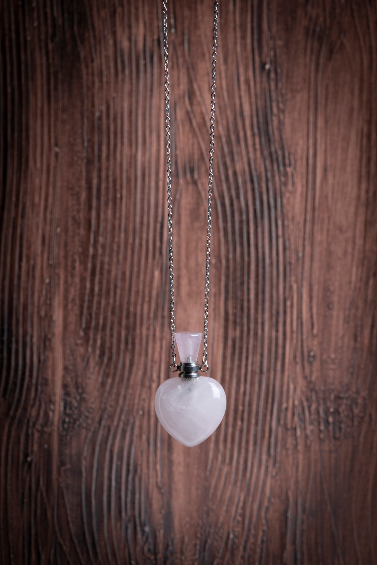 Image of Sertifikalı Pembe Kuvars Doğal Taş Esans Şişesi / Kolye