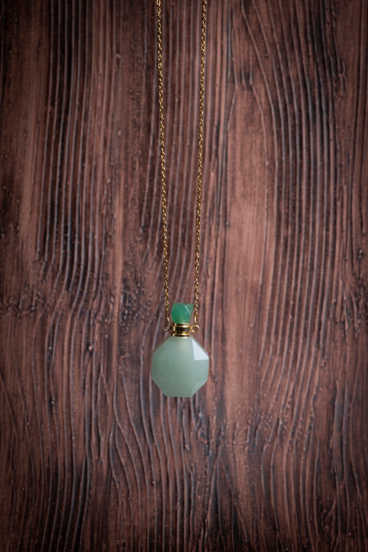 Image of Sertifikalı Aventurin Doğal Taş Esans Şişesi / Kolye